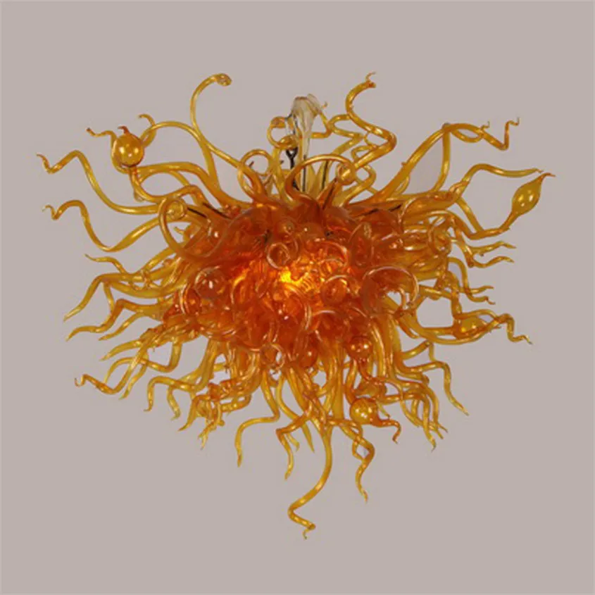 Italy Style Lamp Yellow Colour Dining Room Light Fixtures Home Bedroom Childroom Art Decoration Hand Blown Glass Chandelier 32 By 32Inches Lightings