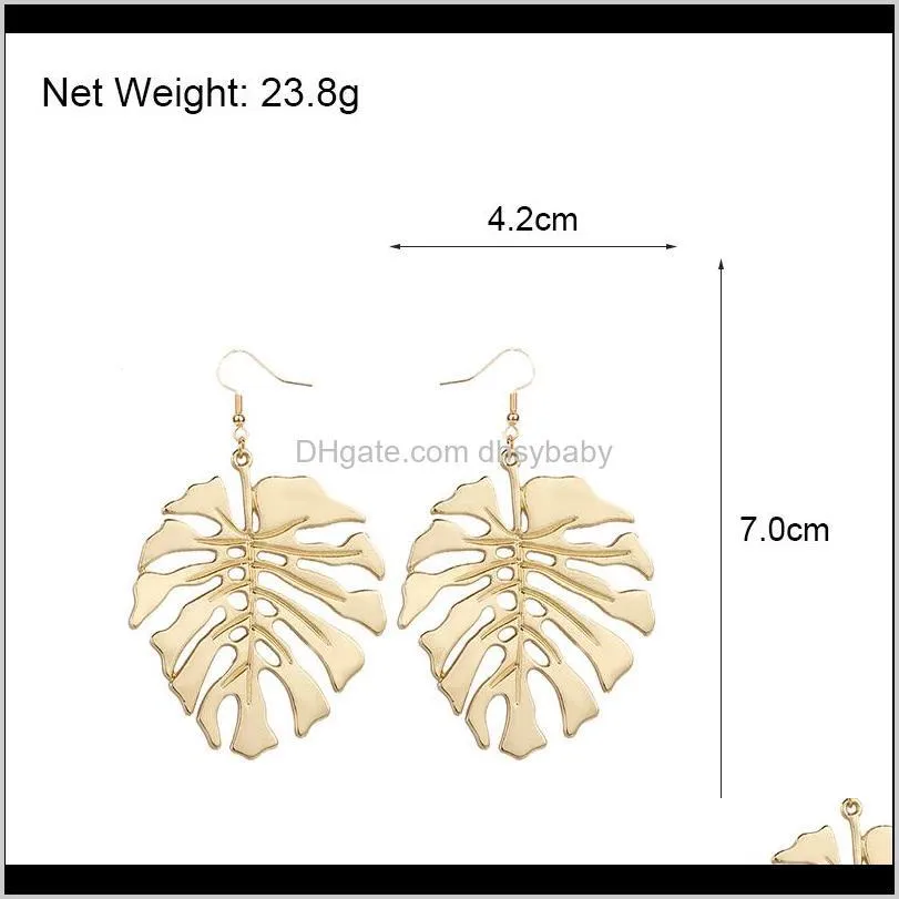 simple design metal gold color leaf earrings for women bohemian big alloy pendant drop earrings punk jewelry accessories