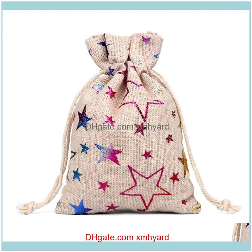 Christmas Decorations 10pcs Candy Bag Drawstring Gift Bags Storage For Wrapper Birthday Party