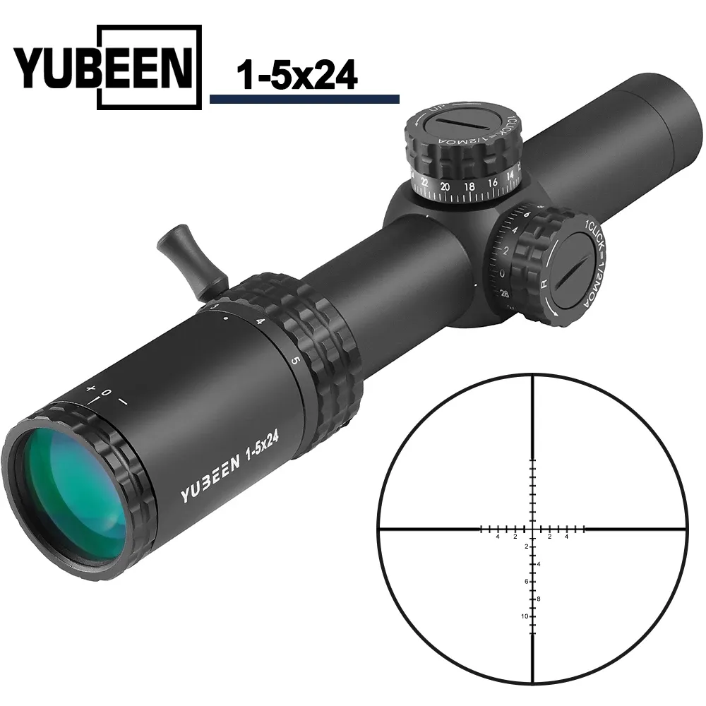 1-5x24 Yubeen Hunting Rifle Scope Tactical Optical Sight Airsoft Air Hunt Compact Scopes AR15 bezienswaardigheden