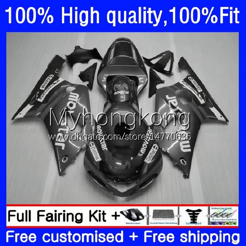 Cuerpos de molde de inyección para SUZUKI GSXR600 GSX-R750 K1 750CC GSXR-750 01 02 03 19No.50 GSXR 600 Movistar gris 750 CC 600CC GSXR750 01-03 GSXR-600 2001 2002 2003 Carenado OEM