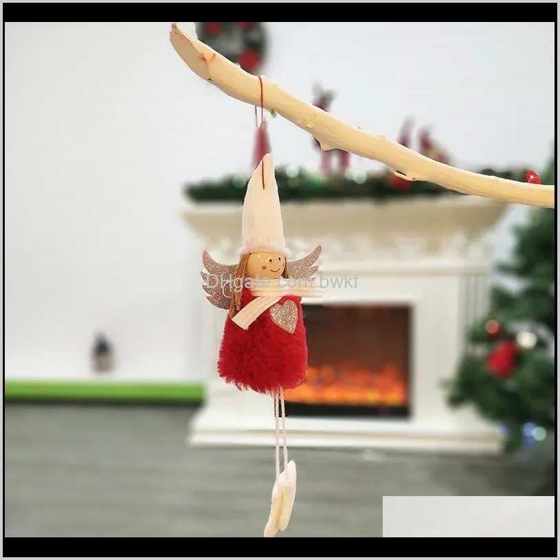 christmas decorative hanging figurine angel with glitter heart pendant ornaments holiday gift decorations