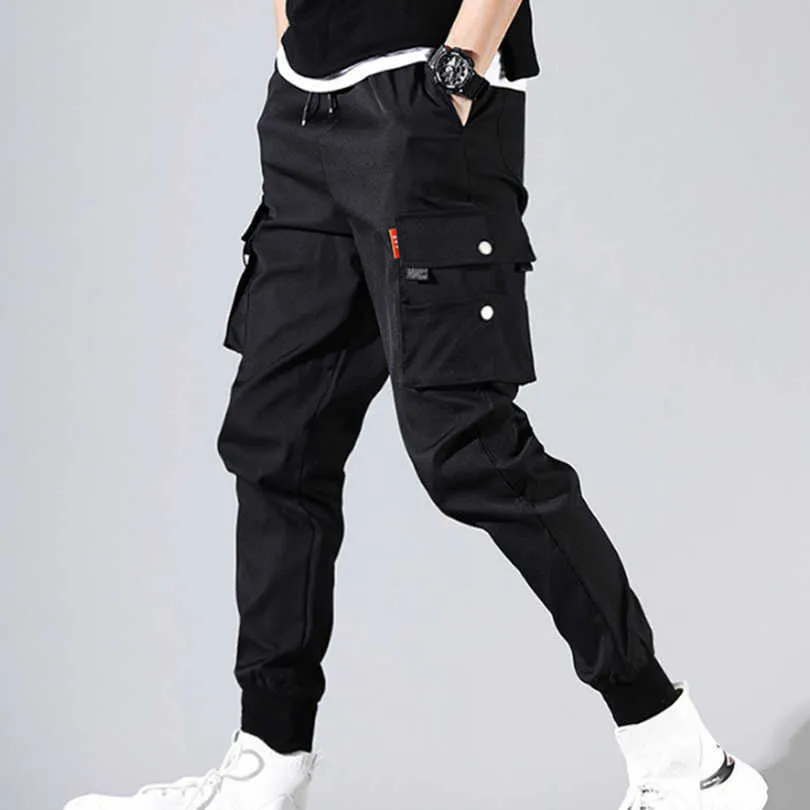 Pantalon de harem mince d'été en polyester Joggers tactiques pour garçons Jogging Cargo Pantalons Hommes Harajuku avec poche 2021 Vêtements pour hommes Y0811