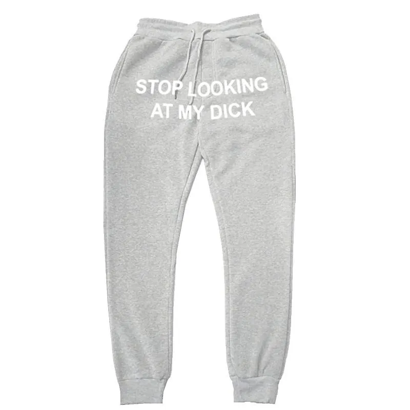 Männer Frauen Jogger Sweat Hosen Stop Looking At My Dick Jogginghose Hip Hop Drucken Hohe Taille Hosen Streetwear Hippie_voghion.com