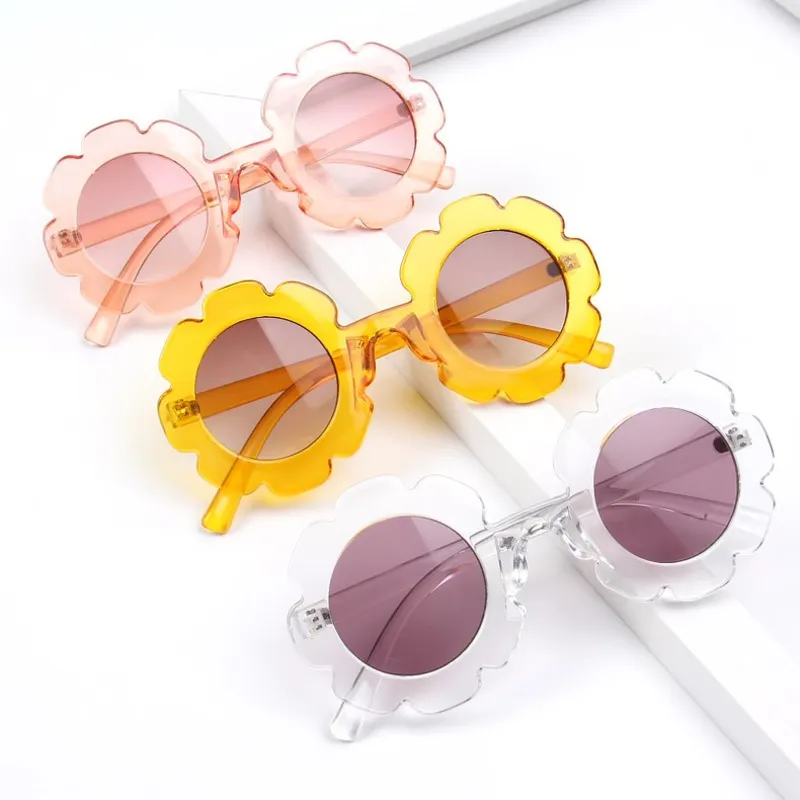 1pcs Vintage Kids Sunglasses Round Flower Baby Children Uv400 Sport Sunglasses For Girls Boys Sunflower Children's Sunglasses