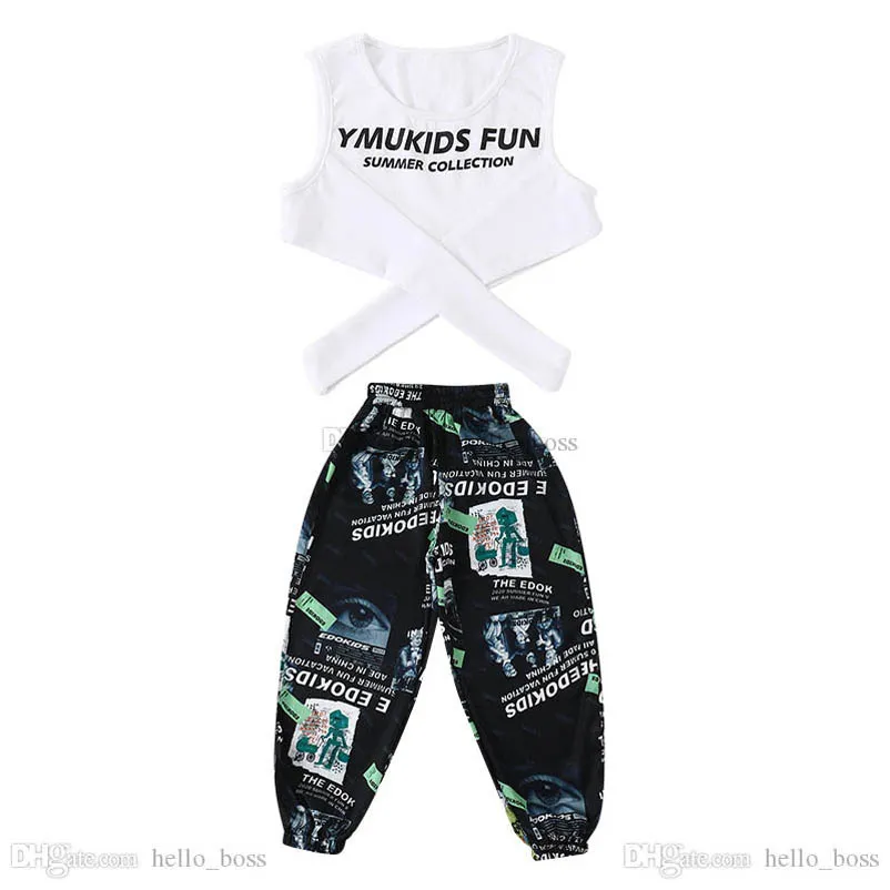 Teenage Kids Clothing Sets Girls Outfits Children Clothes Child Suits Wear Summer Cotton Vest Tops Loose Trousers Pants Fashion B6853