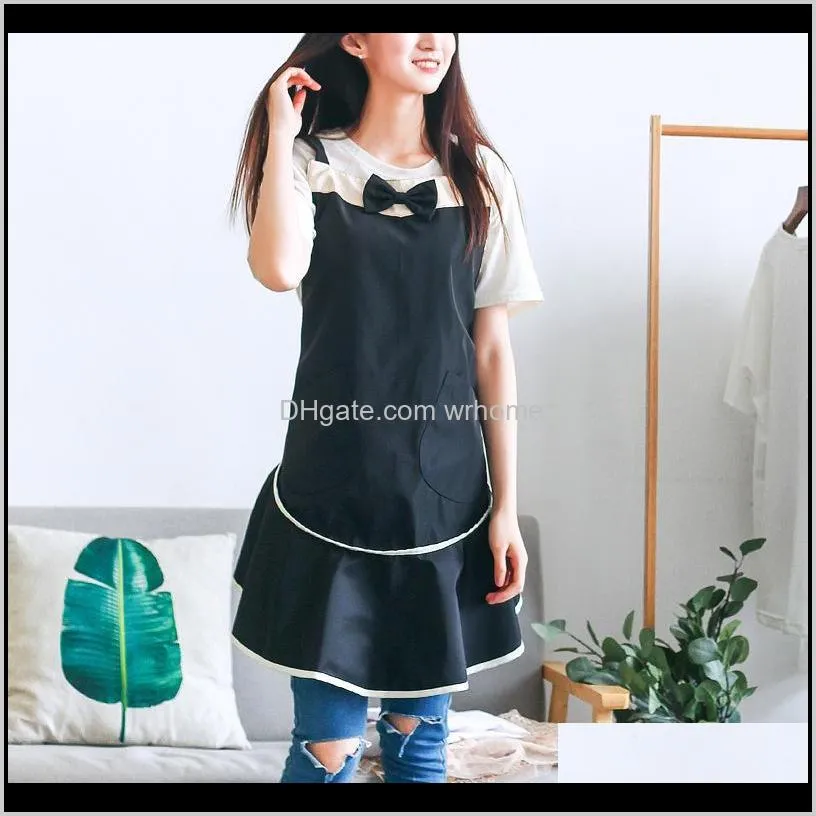 japanese waterproof apron garden flower shop manicure coffee shop tooling bow home apron aprons for woman polyester fiber