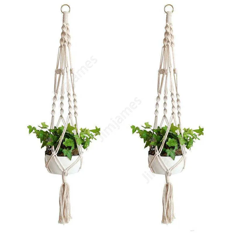 Växthängare macrame rep krukor hållare rep vägg hängande planter hängande korg växthållare inomhus blomkruka korg lyfta daj26