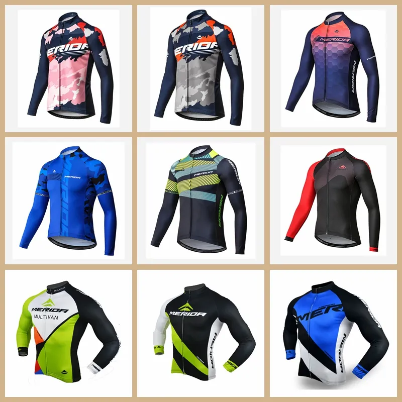 Pro Team Merida Cycling Long Sleeve Jersey Mens MTB bike shirt Autumn Breathable Quick dry Racing Tops Road Bicycle clothing Outdoor Sportswear Y21042122