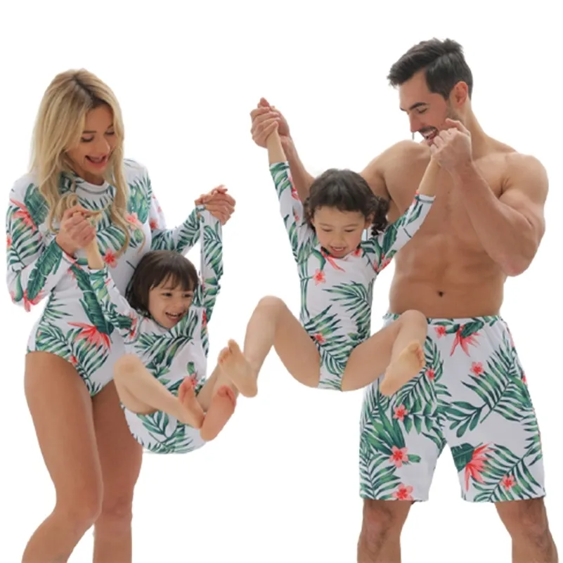 Frauen Mädchen Badeanzug Einteilige Badebekleidung Familie Outfits Passende Badehosen Shorts Für Kinder Jungen Männer Beachwear Badeanzüge 210417