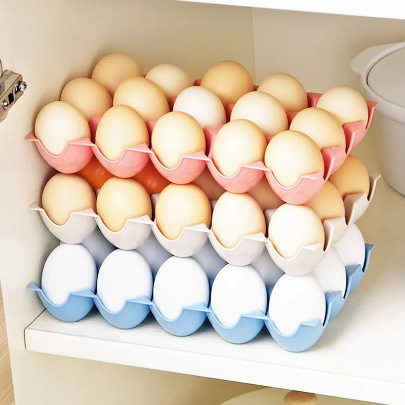 زجاجات التخزين الجرار 2021 ثلاجة تخزين 15 بيضة منظم رفوف البيض رفوف صناديق بسيطة منزل المطبخ