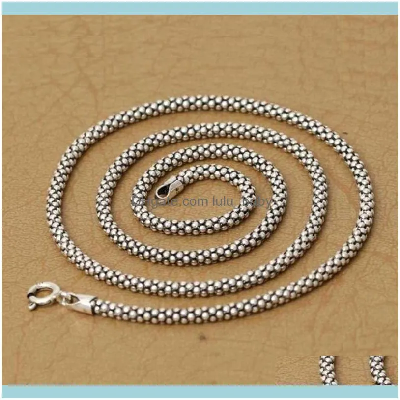Real Men Women Thai Corn Male s925 Sterling Silver Long Chain Retro Pendant Necklace Jewelry