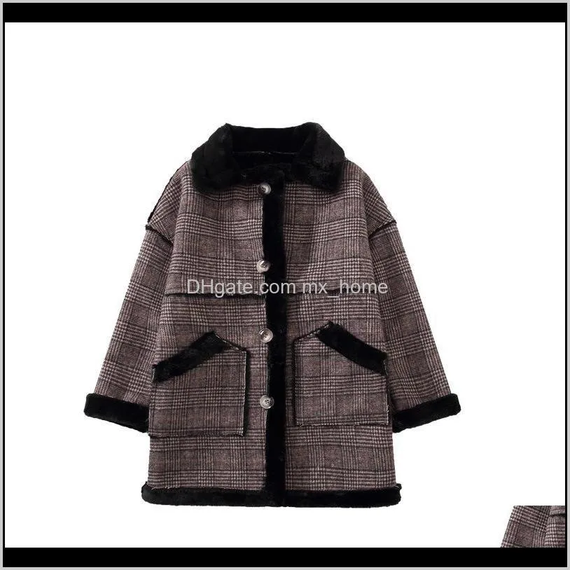 children`s clothing boy jacket winter thick stitching woolen coat fashion british style windbreaker lapel outwear 3-12 years old