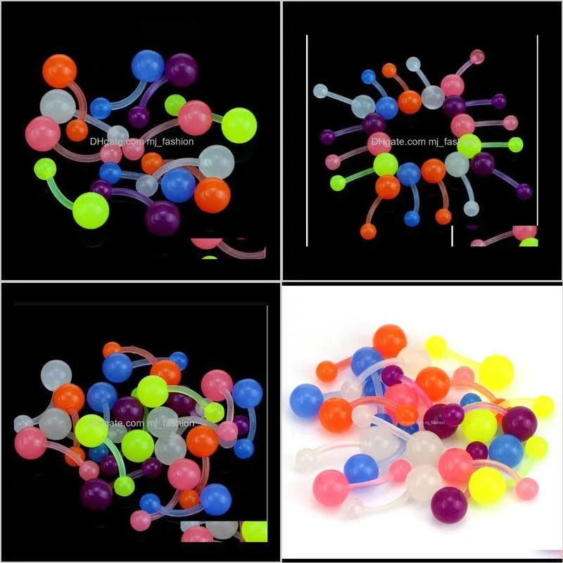 colorful body piercing jewelry belly buttonringluminous soft belly nave bar rings glow in dark