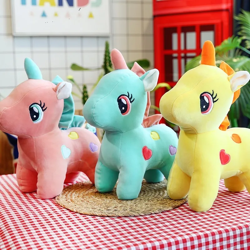 20 cm Sevimli Yumuşak Unicorn Peluş Oyuncak Hayvan Dolması Peluş Bebek Çocuklar Yatıştırıcı Yastık Bebek Doğum Günü Hediyeleri Kız Erkek 10 adet