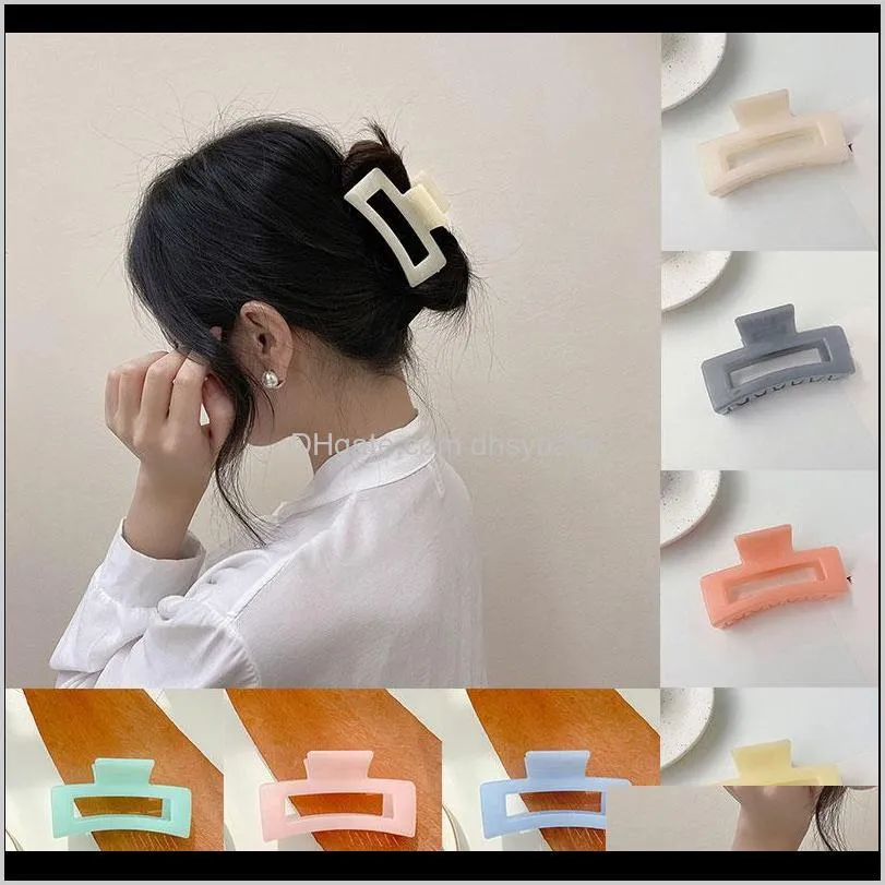 Barrettes المجوهرات أزياء Rec Acrylic Claw Hairpin Clips Simple Candy Color Girls Crab Clamps for Women Hair Associory