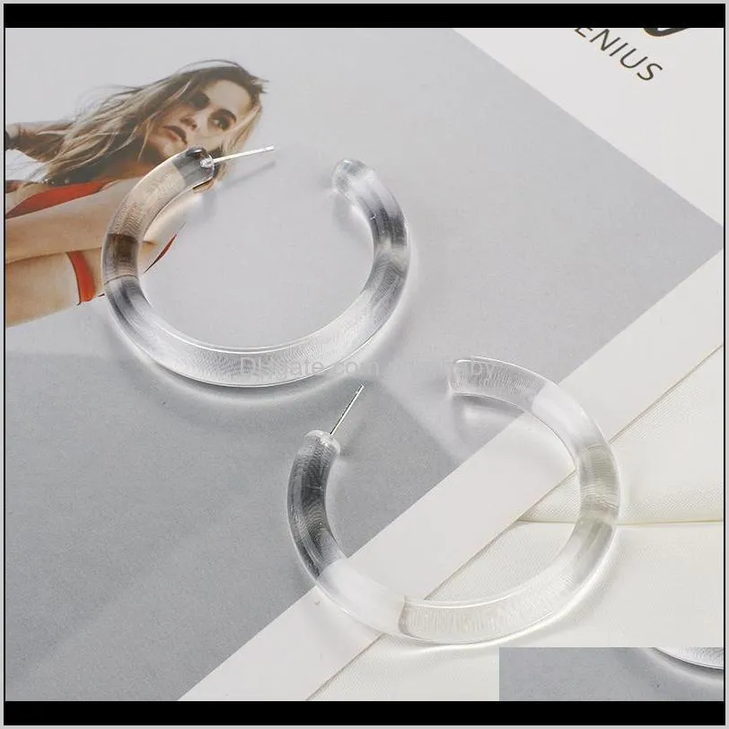 trendy round acrylic hoop earrings for women clear resin circle earrings big transparent acetate hoop earrings jewelry