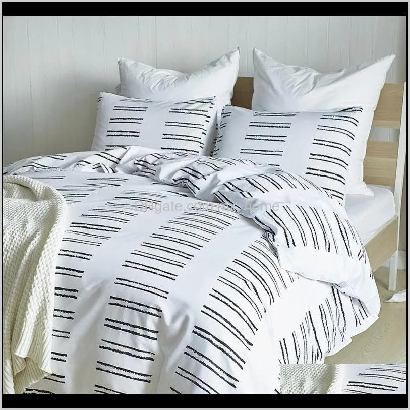 ns black stripe printed bedding sets quilt/duvet/comforter cover bedroom 3pcs holiday gift all size