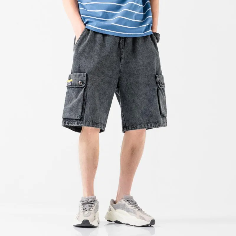 Herr jeans korta män 2021 sommar lapptäcke shorts multi-pocket casual hip hop pants streetwear mens last