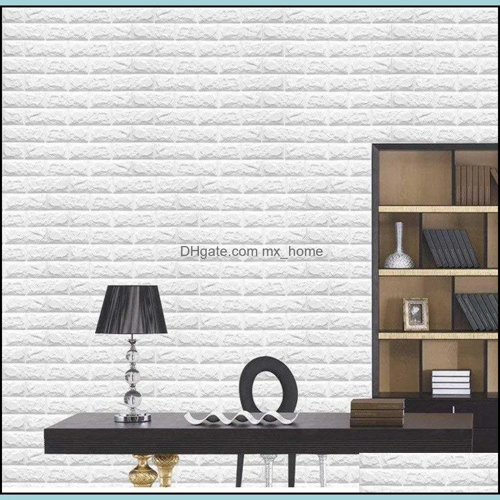 Wall Stickers 77*70cm Self-Adhesive Waterproof DIY Decor paper For Bedroom Kids Room 3D Brick Living Room1 WJR3