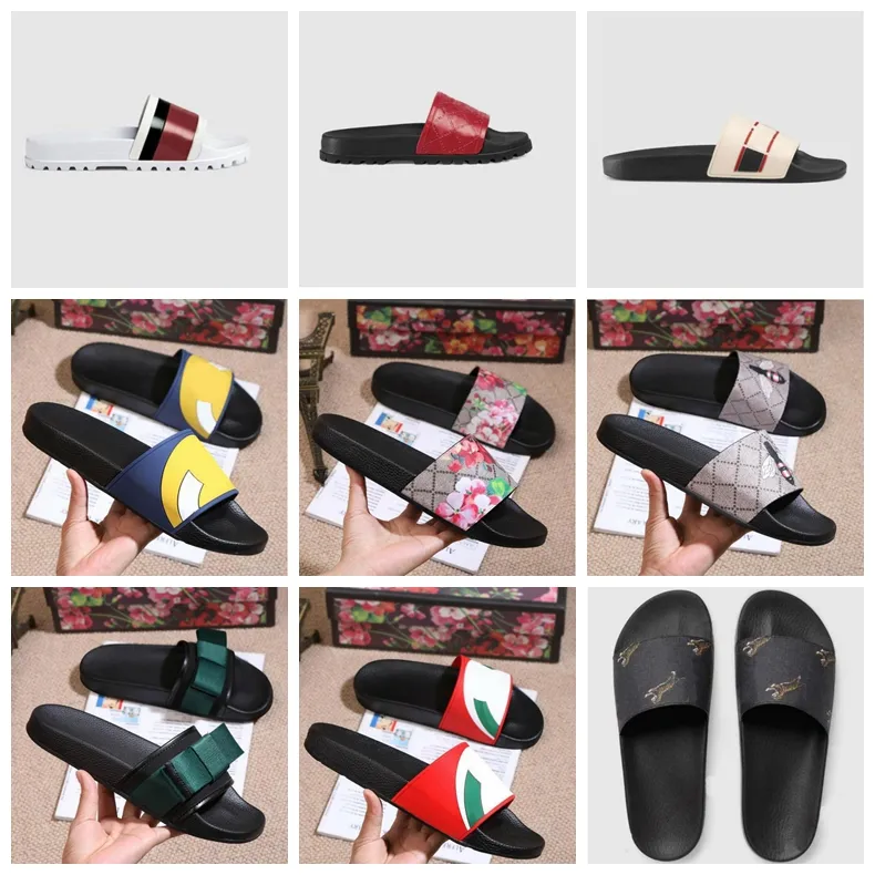 Luxury Men Women Slipper Sandals With Correct Flower Box Dust Bag Shoes Snake Print Slide Summer Flat Non Slip classical