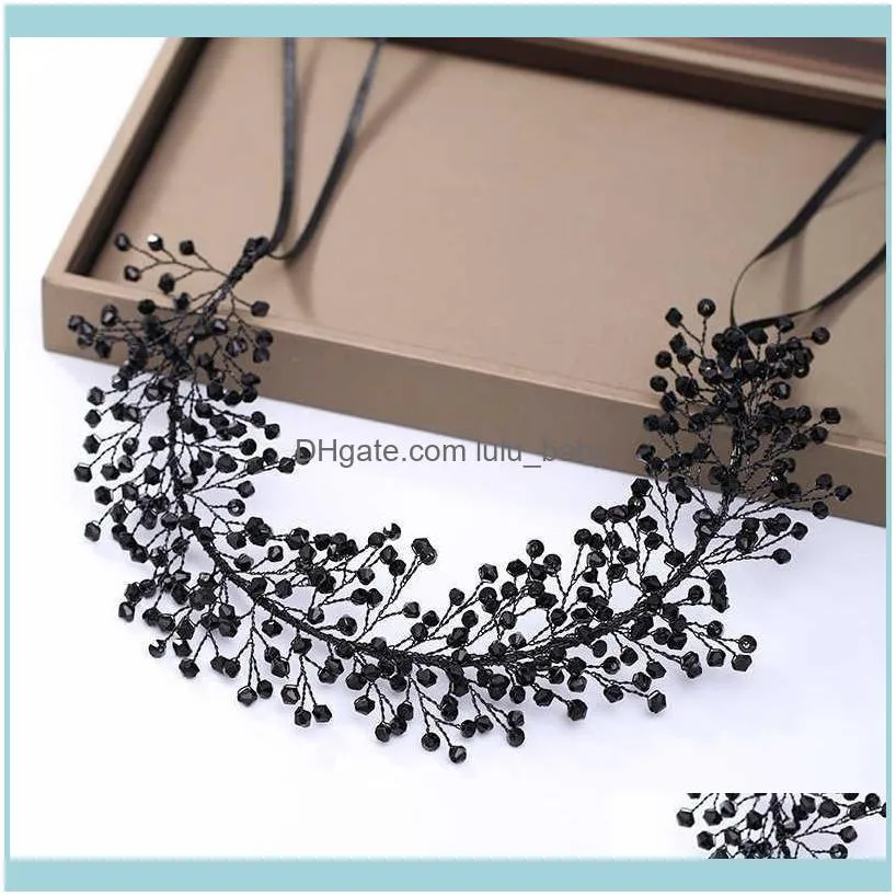 AiliBride Black Vine Headband Crystal Bridal Headpiece Wedding ornaments Tiara band Hair Jewelry