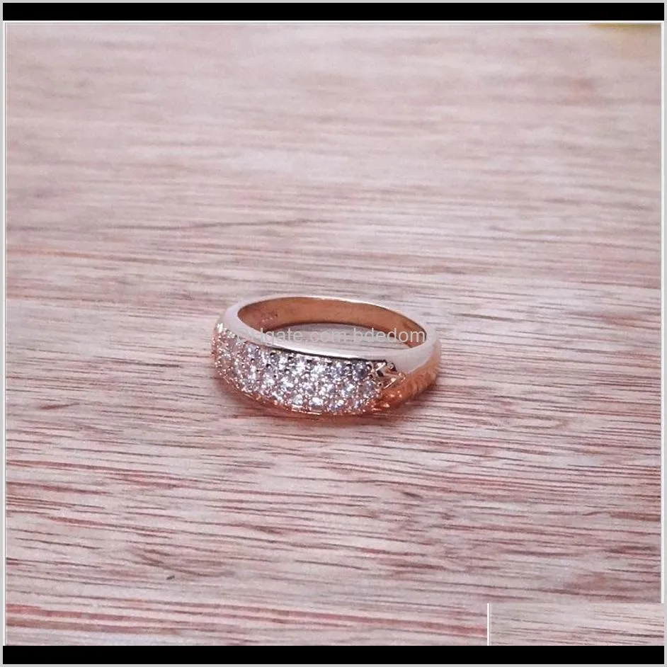 fashion ring channel setting more 2mm zircon brass meterial rose gold plated for woman five size choose