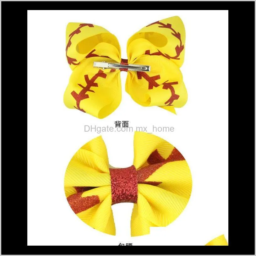 new 7inch 8inch large softball team baseball cheer bows knot hairbands handmade ribbon and leather hair bow for cheerleading girls