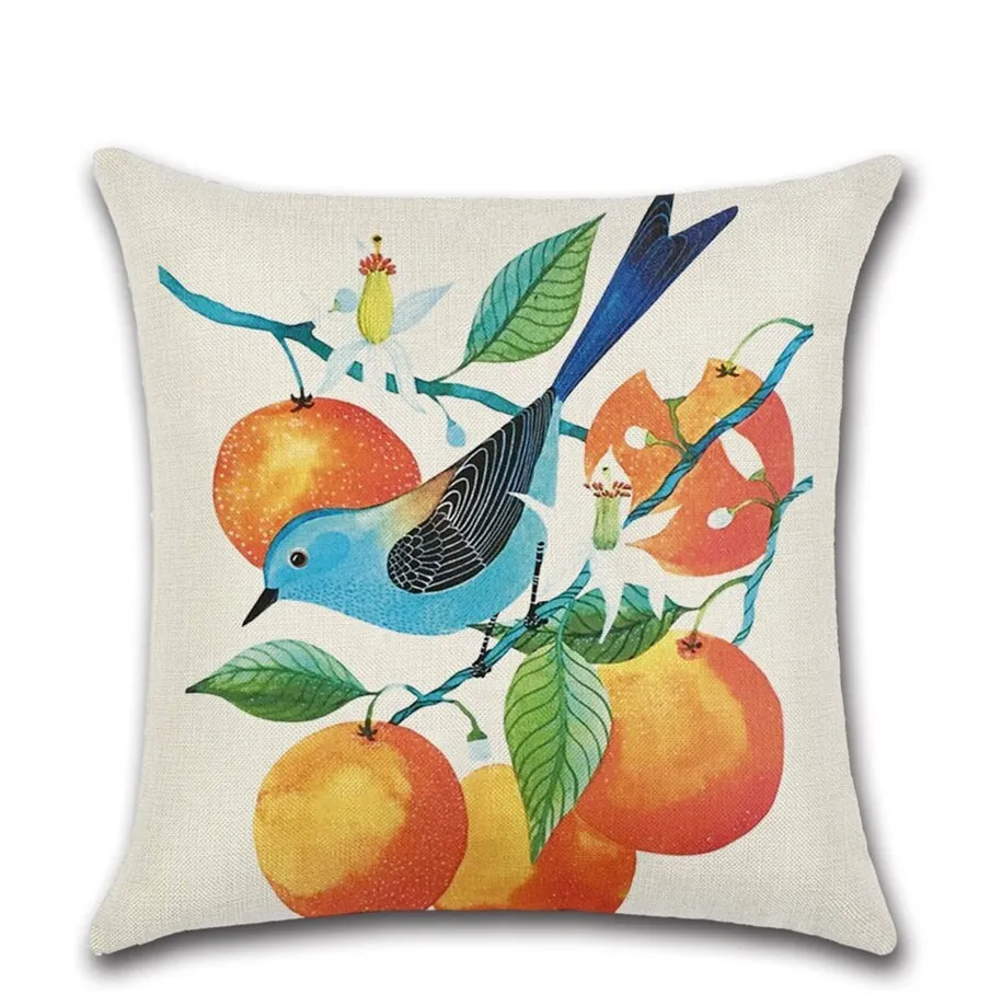Peint à la main belle oiseau fleur motif housse de coussin jeter taie d'oreiller décoration de chambre nordique pour la maison canapé cadeau personnalisé