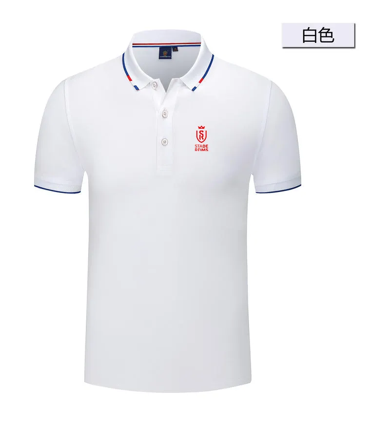 Stade de reims męskie i damskie koszulę Polo Silk Brocade Short Surport T-Shirt Logo można dostosować