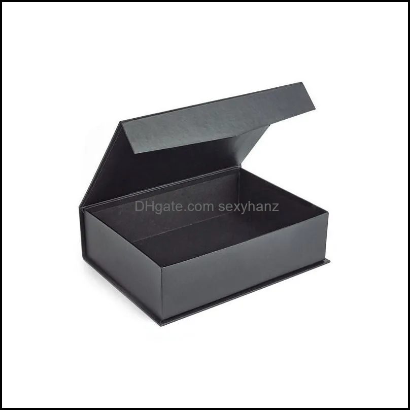 Jewelry Pouches, Bags Wholesale 500pcs/lot Custom Black Magnetic Closure Filp Top Cardboard Packaging Box Luxury