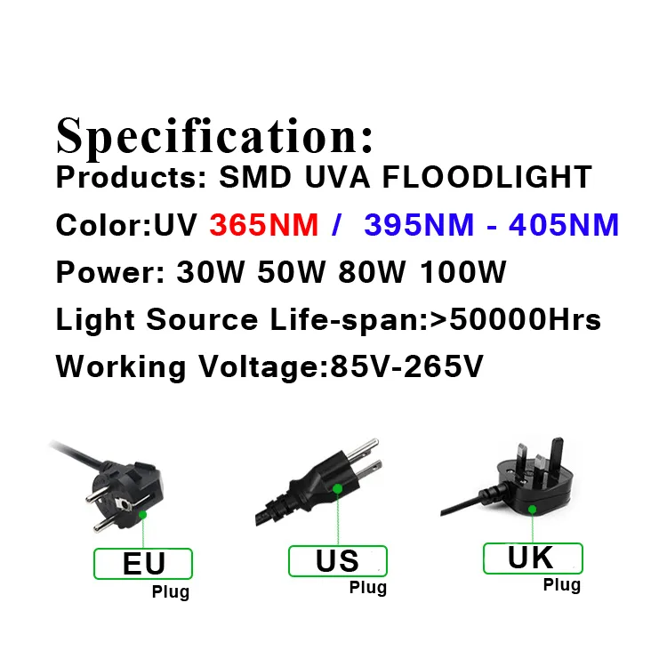 High Power 365NM UV LED Black SMD Rgb Led Floodlight Ultra Violet, IP65  Waterproof 85V 265V AC For Blacklight Party Supplies From Usalight, $32.47