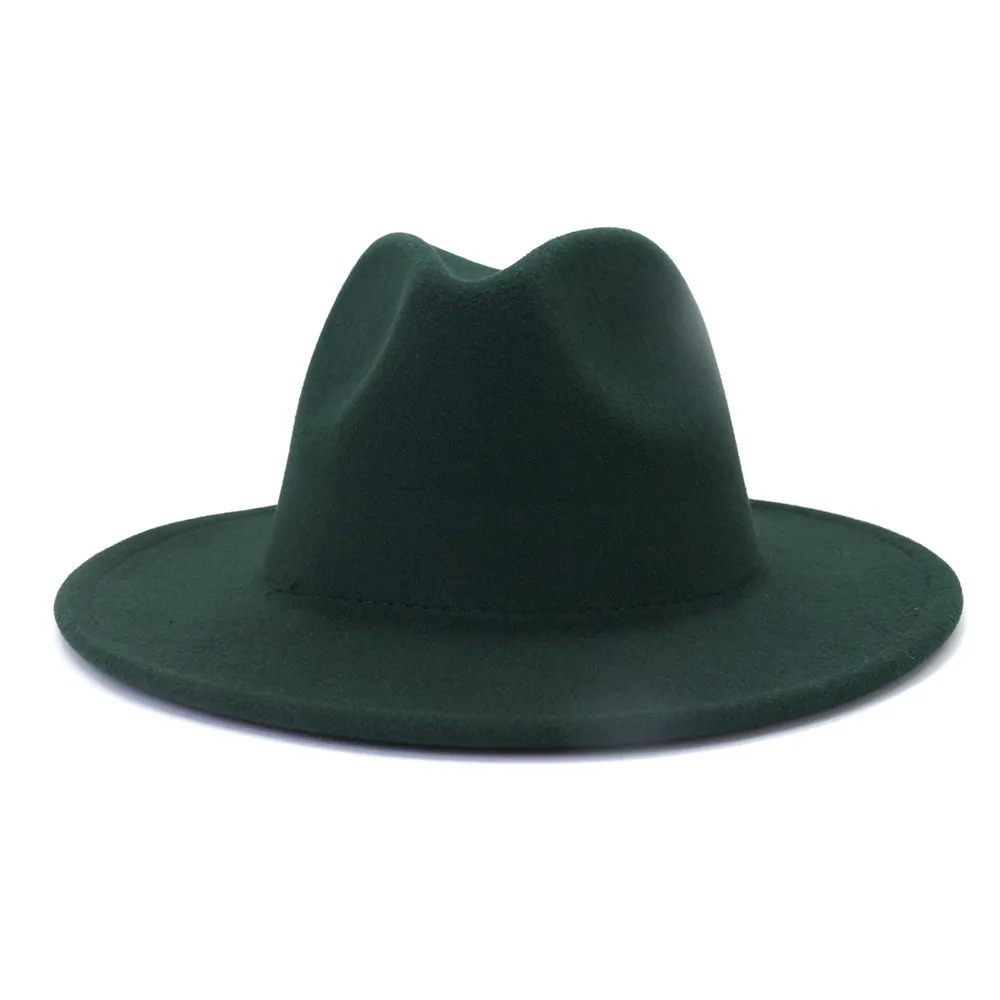Extérieur Turquoise intérieur léopard Patchwork laine feutre Jazz Fedora chapeaux femmes hommes hiver vert Panama deux tons fête formelle Hat184L