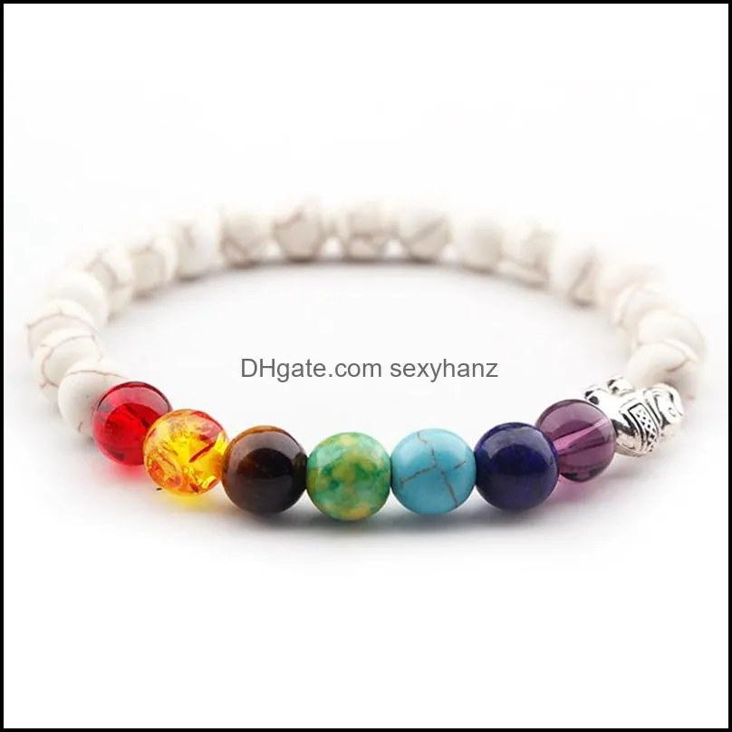 Chakra Gemstone Bracelet Natural Stone Stretch Yoga Reiki Pray Beads  Oil Diffuser Energy Volcanic Stone Unisex 8mm Bracelet