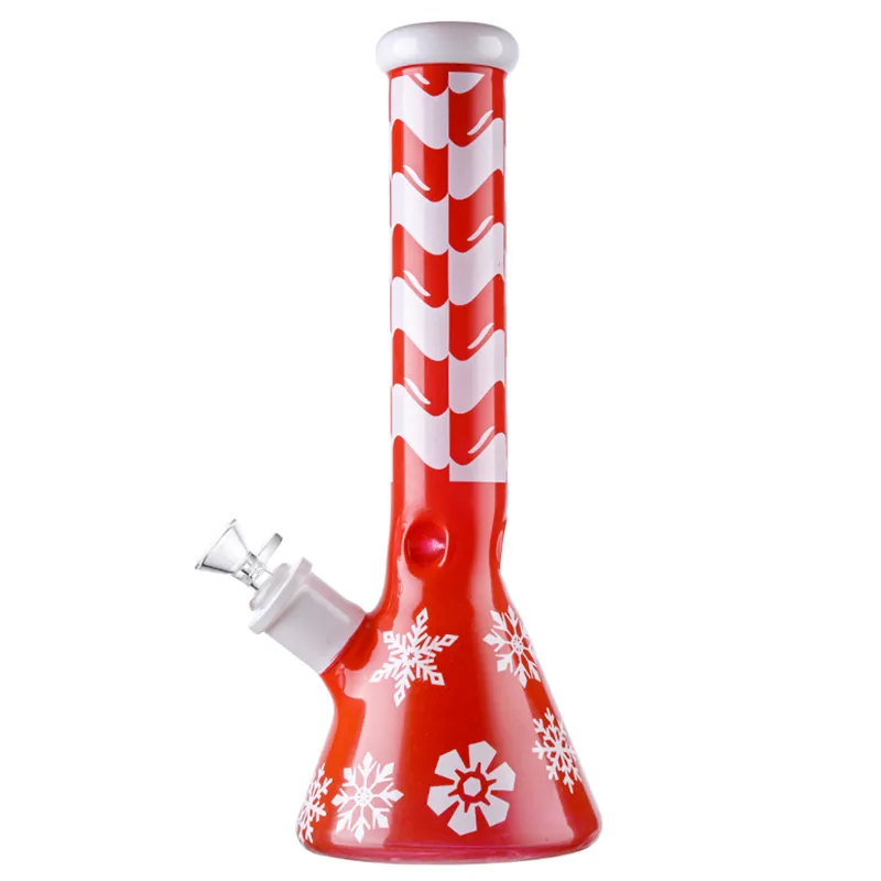 13 Inch Xmas Big Bong Thick Glass Hookahs Christmas Style Oil Dab Rigs Straight Tube Smoking Water Ppies Beaker Bongs Diffused Downstem 18mm Female Joint