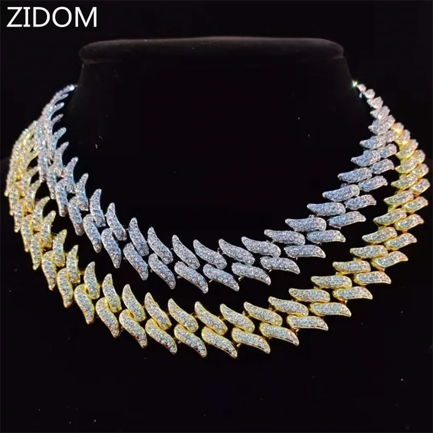 Mannen Hip Hop Collier 20mm Doorn Vorm Kettingen Iced Out Bling Mannelijke Mode HipHop Sieraden Voor Verjaardagscadeau 220222