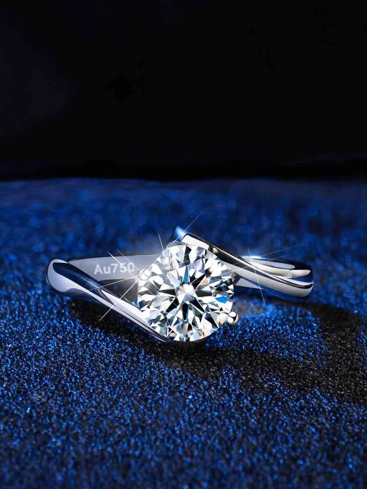 2021 Classic 1CT 05CT 여성 925 스털링 실버 Moissanite 링 링 다이아몬드 쥬얼리 Womenangel Kiss Style