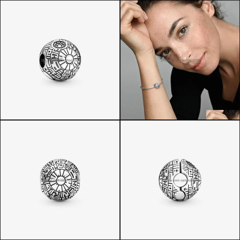 100% 925 Sterling Silver Death Star Clip Charms Fit Original European Charm Bracelet Fashion Women Wedding Engagement Jewelry