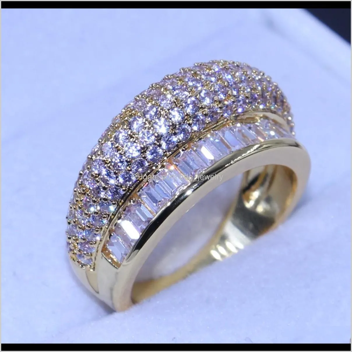 victoria wieck pave setting new women fashion jewelry 10kt gold filled princess white sapphire party cz diamond lady` wedding band ring
