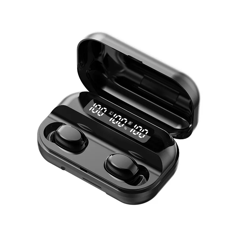 2200mah Wireless Earphones Bluetooth5.2 Headphones Smartphone Music Game Earbuds Headset Waterproof Long Life Charging Case In-Ear Led Display Noise-Cancelling