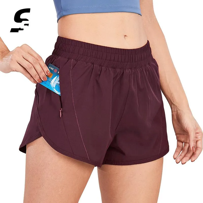 Executando Shorts Mulheres 2 em 1 Ginásio Yoga Fitnes Esportes Dupla-Deck Jogging Calças de treino com bolsos