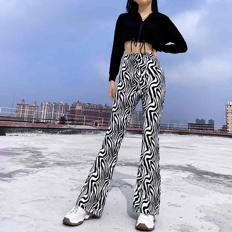 Vintage Striped High Waist Flare Pants For Women Zebra Print Y2K Aesthetic  Harajuku Long Zebra Print Trousers Sweatpants 210510 From Cong03, $14.77