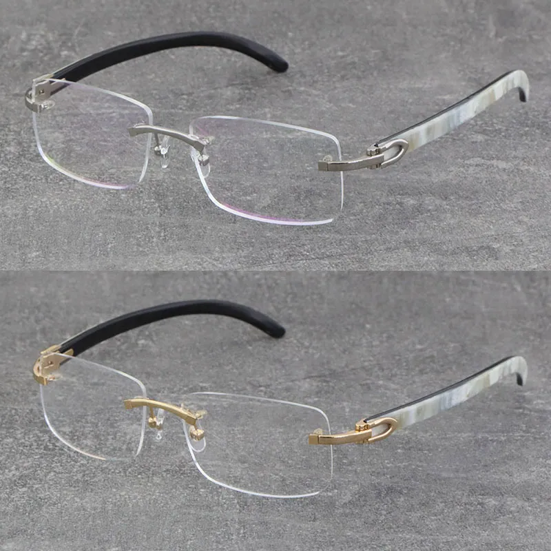 Quality White Inside Black Buffalo Horn Frame Man Woman Optical Original Wood Eyeglasses 18K Gold Frame glasses Rimless 8200757 Un287y