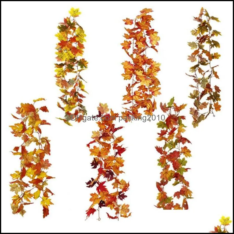 Decorative Flowers & Wreaths 175cm Long Artificial Hanging Vine Garland Foliage Silk Plants Fake Autumn Leaves Home Garden Party