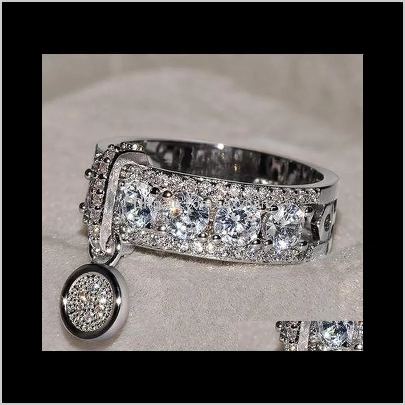 Klaster Crystal Cubic Zirkonia Disk Pierścień Sier Rose Gold Diamond Prągi Weddcze Wesela Kobiety biżuteria mody Will and Sandy 080488 x 0cows