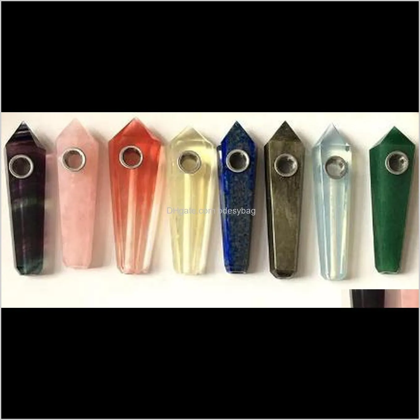 natural pipe healing crystal stone pipes for smoking tobacco pipe quartz gemstone pipe tower quartz point crystal stone pipes