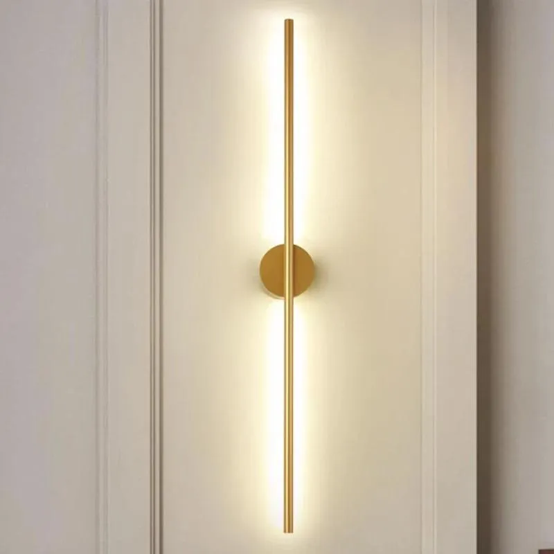 Lampada da parete a LED da comodino Foyer Corridor Black Gold Sconce Modern Simple Linear Tube Up Down Background Luce opposta