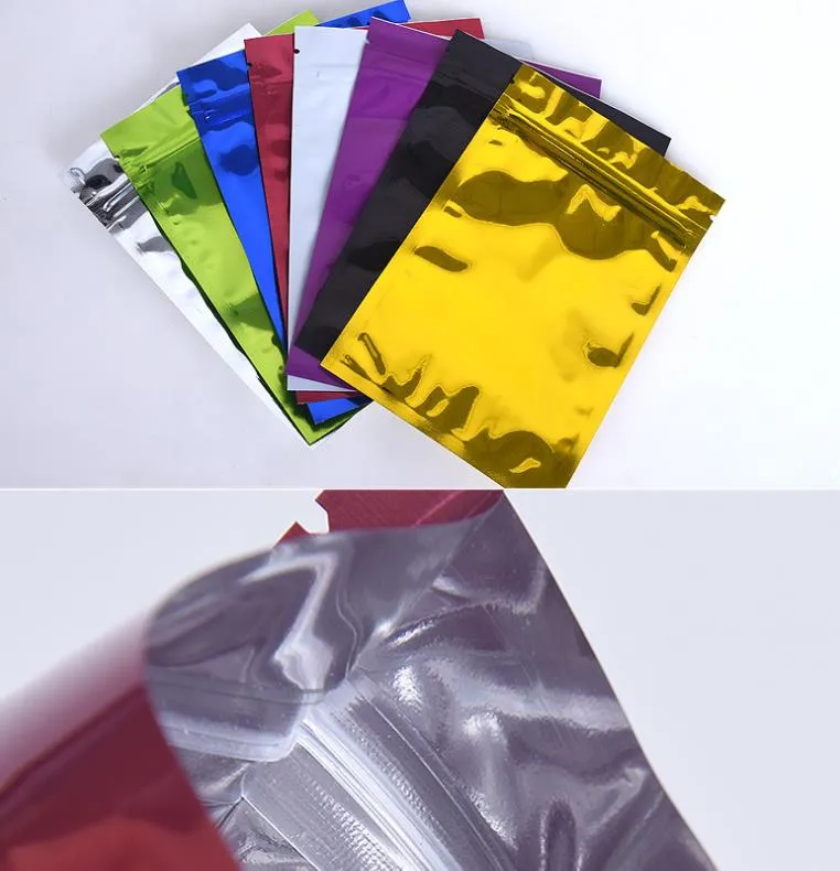 100pcs Lot 9*13cm Clear Front Colorful Aluminum Foil Zip Lock Packaging Bag Mylar Plastic Zipper Pouch For Snack Retails