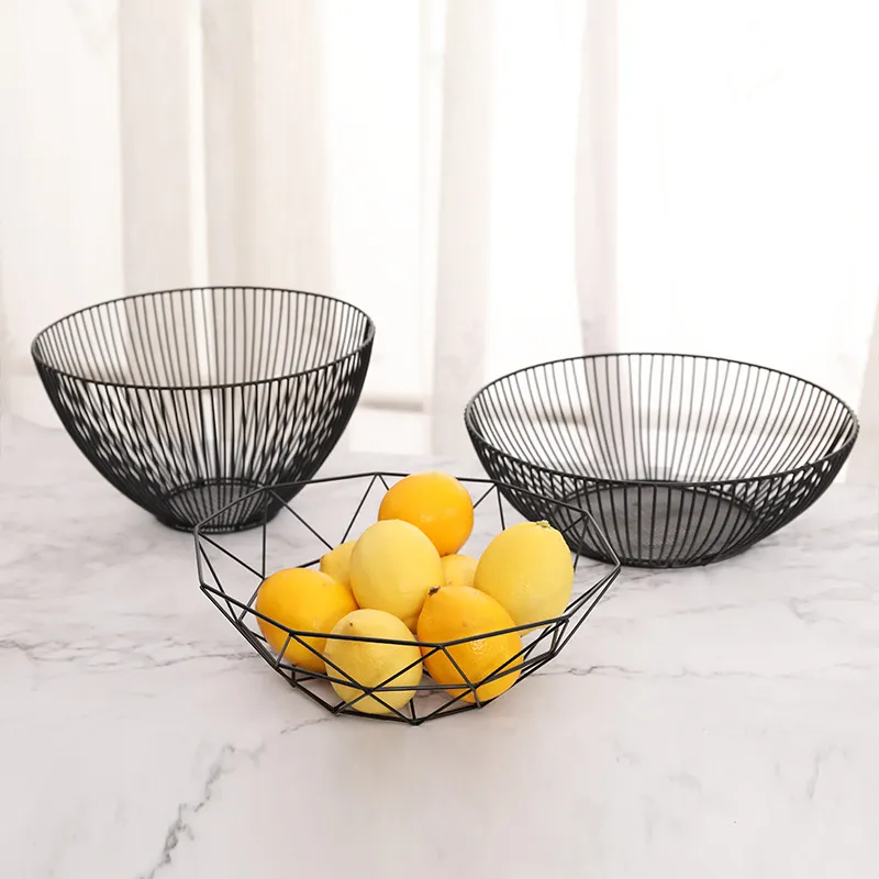 Nordic Fruit Basket Drain Home Ferro Ciotola Portaoggetti Contenitore in metallo Ciotola da cucina
