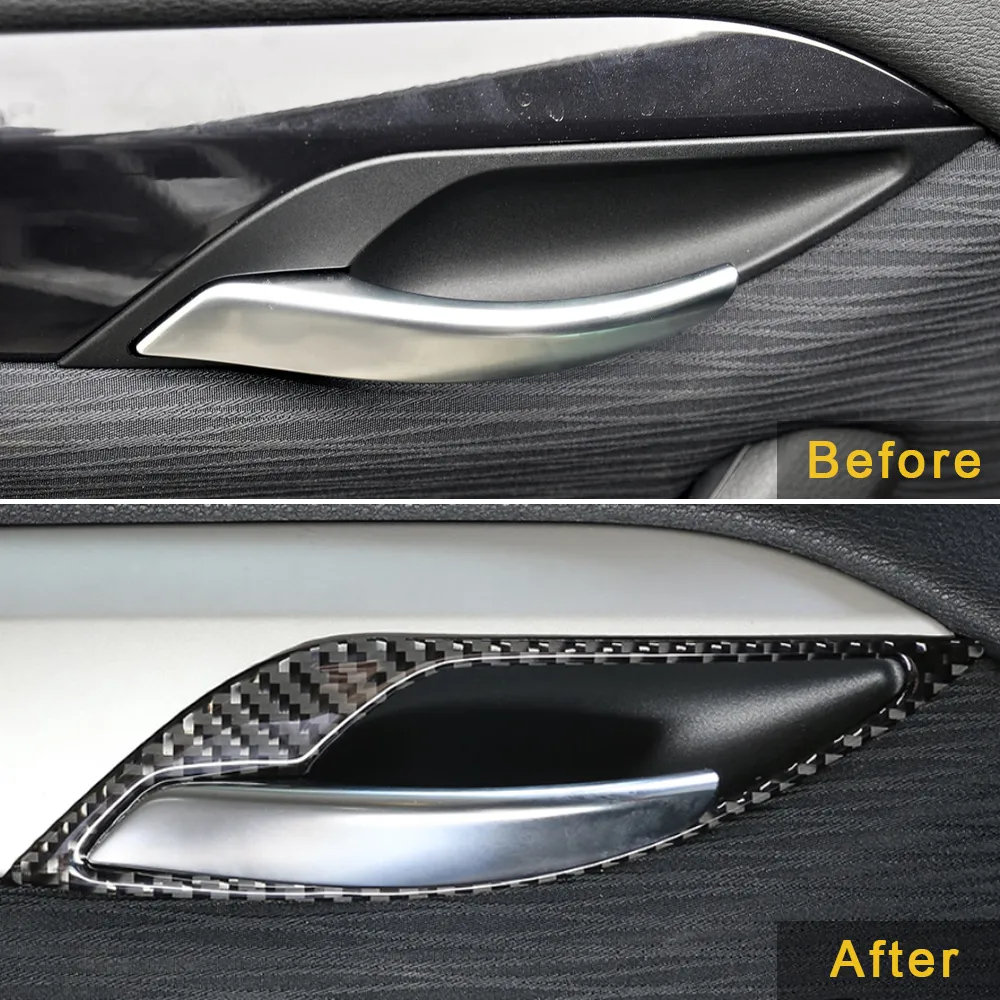 Pour BMW X1 E84 2010-2015 accessoires de voiture en Fiber de carbone poignée de porte intérieure couverture cadre autocollant garniture Decal208W